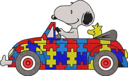 00029 Autism Snoopy Car Large