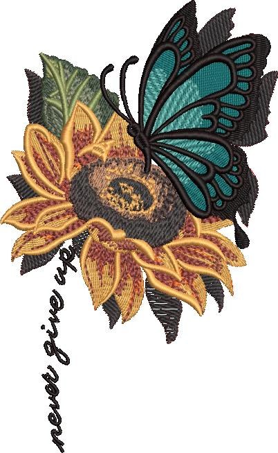 FE20630-Sunflower-Butterfly-Never-Give-Up-5-x-7