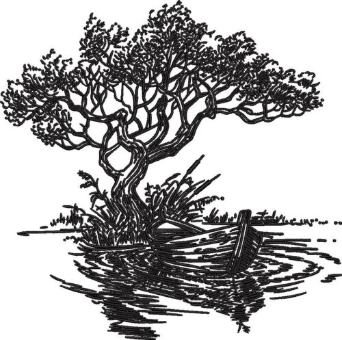 FE01650-Boat-On-Water-Under-The-Tree-10x10