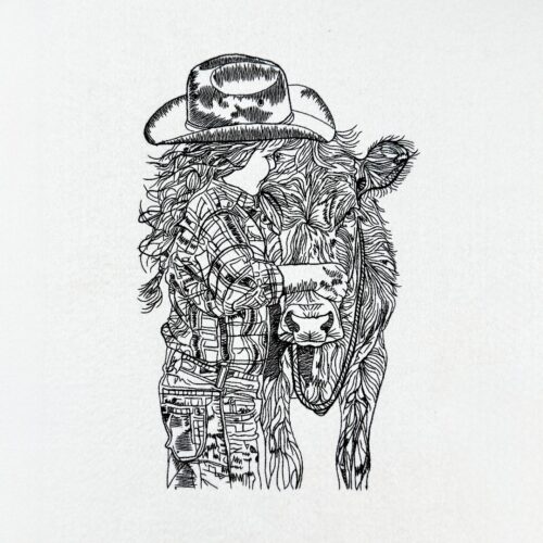 Cowgirl-With-Baby-Cow
