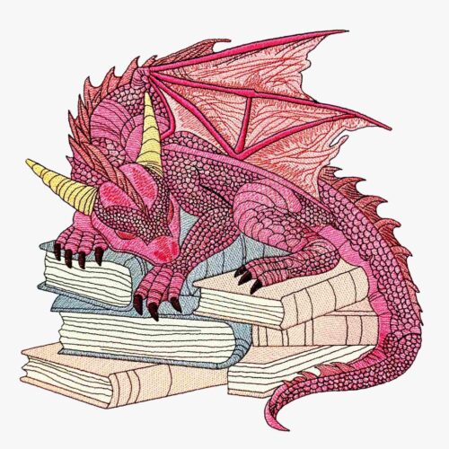 FE03551-Horned-Dragon-on-Books