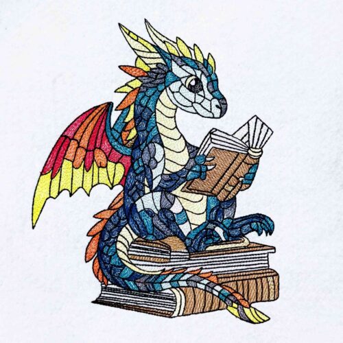 FE03566-Baby-Dragon-on-Books-Reading