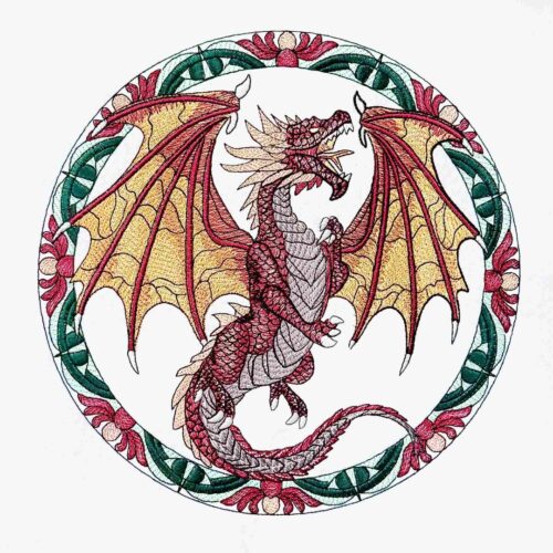 FE03568-Roaring-Dragon-Floral-Border