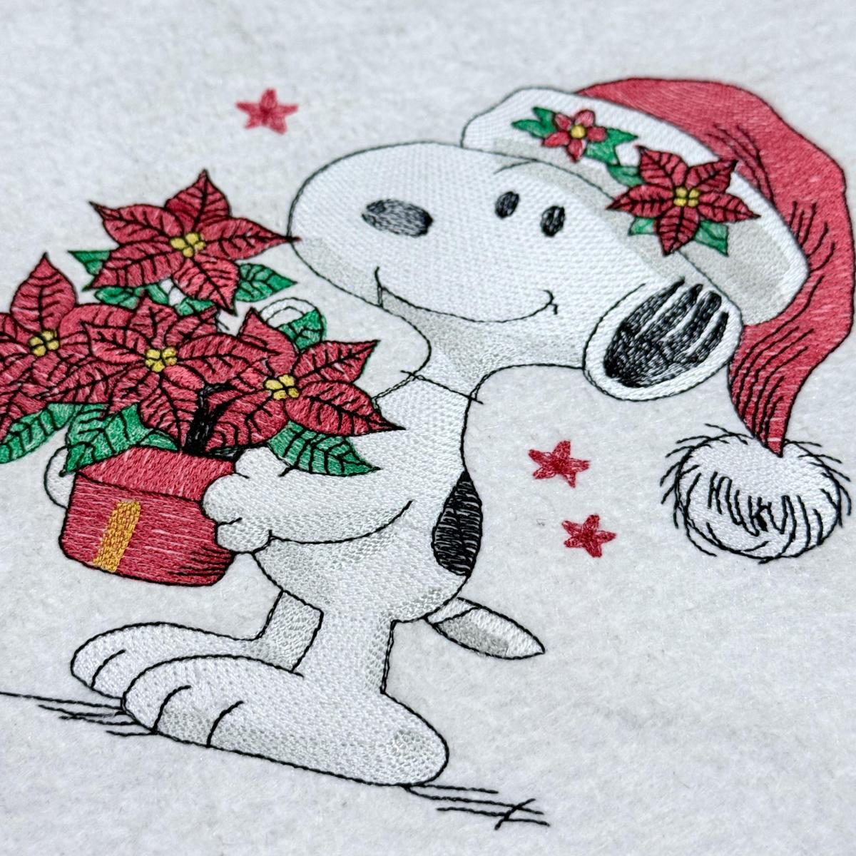 Christmas-Nosey-Dog-With-Poinsettias-Embroidery-Design