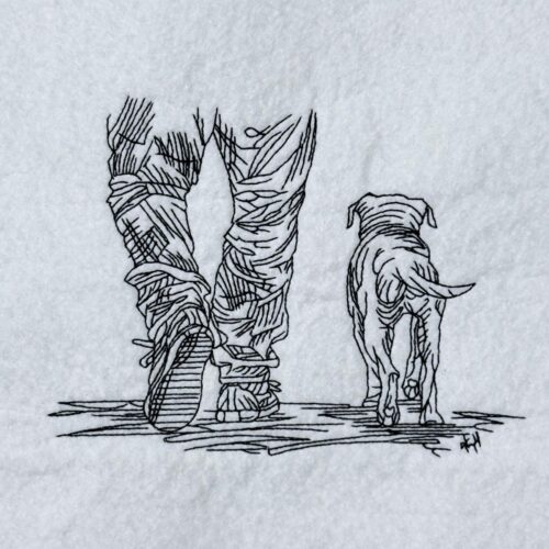 Man-With-Dog-Line-Art