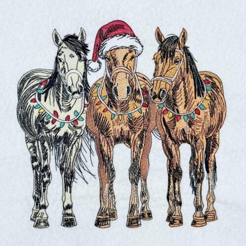 Christmas-Horses-With-Santa-Hat