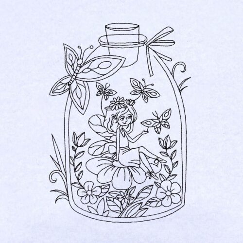Fairy-In-Jar-Line-Art