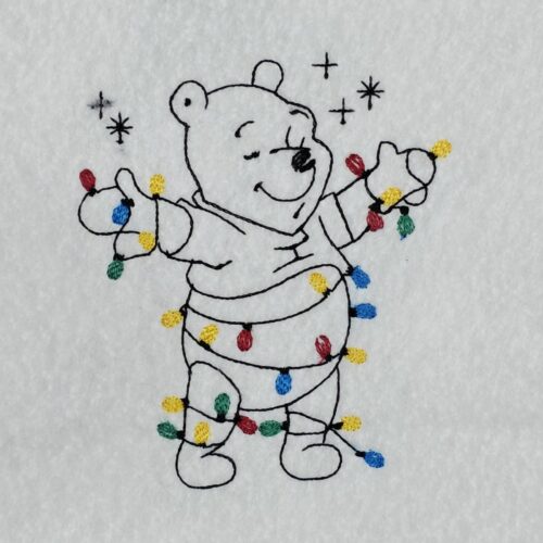 Honey-Bear-With-Christmas-Lights-Line-Art