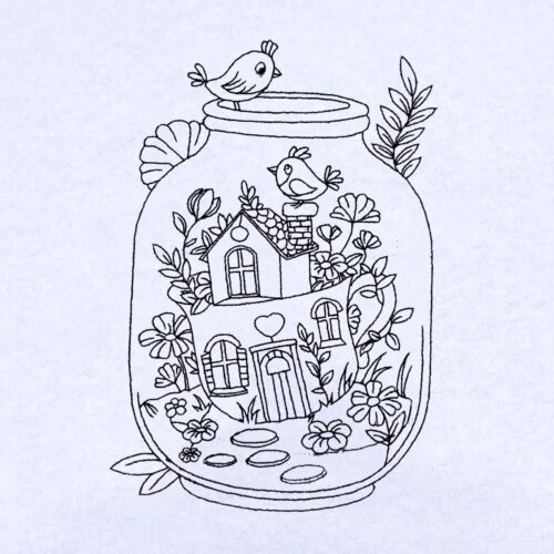 House-In-Jar-Line-Art