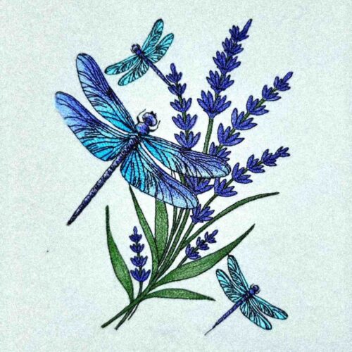 Lavender-And-Dragonfly--Machine-Embroidery-Design