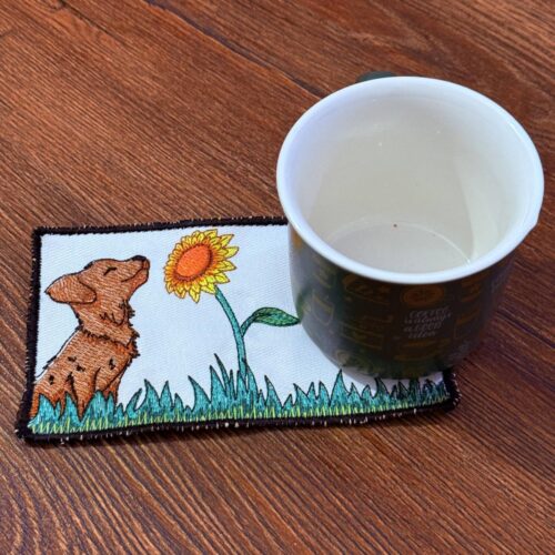 Dog-Sniffing-Sunflower-Mug-Rug-Embroidery-Design