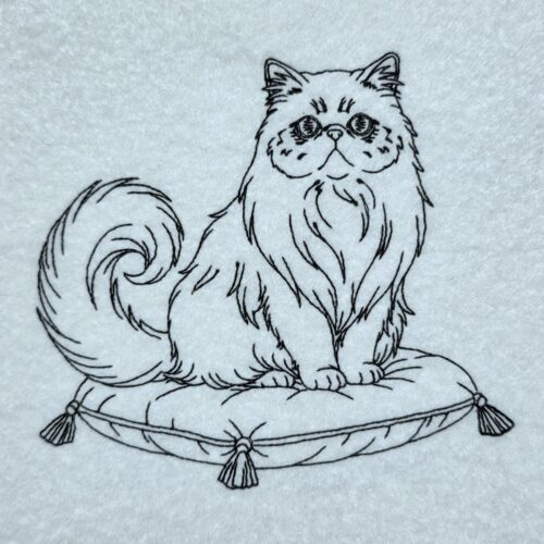 persian-cat-on-cushion-line-art