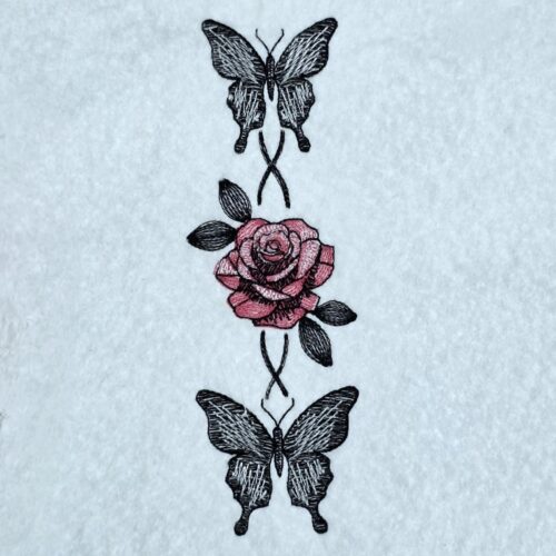 rose-and-fluttering-butterfly