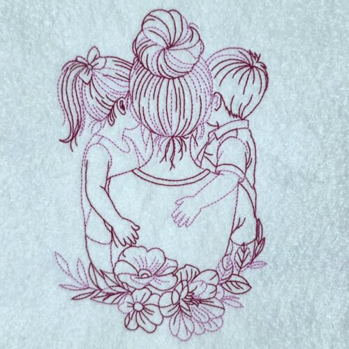 mother-with-children-love-moment-line-art