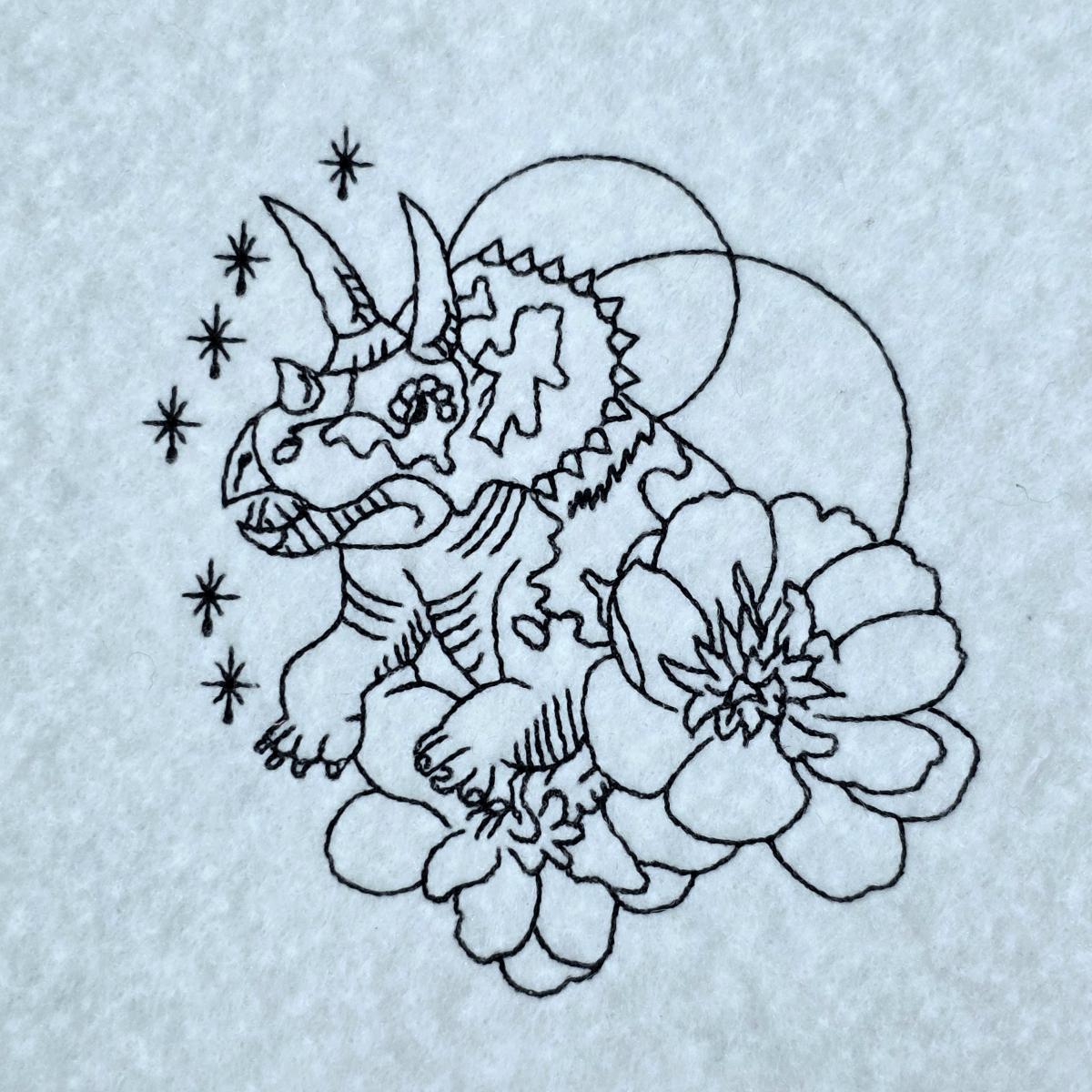 triceratops-dinosaur-with-flowers-line-art