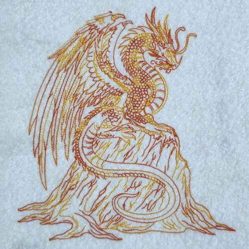 dragon-on-cliff-line-art