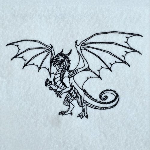 standing-winged-dragon-line-art