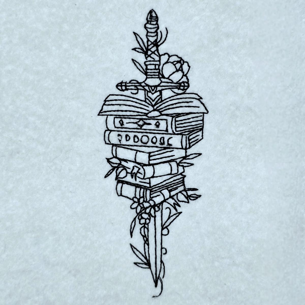 sword-and-books-fantasy-line-art