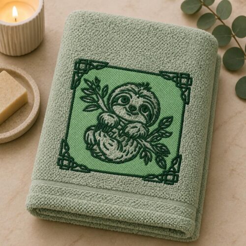 sloth-on-branch-frame-embossed