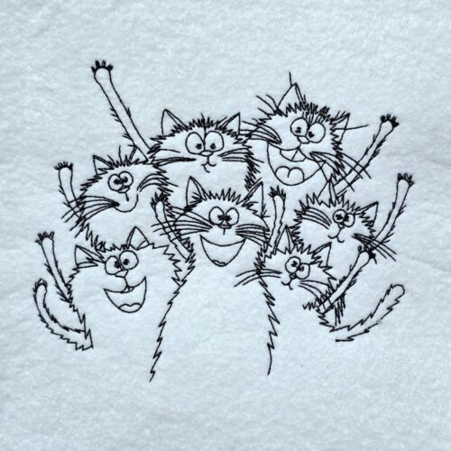 cheerful-cat-crowd-line-art