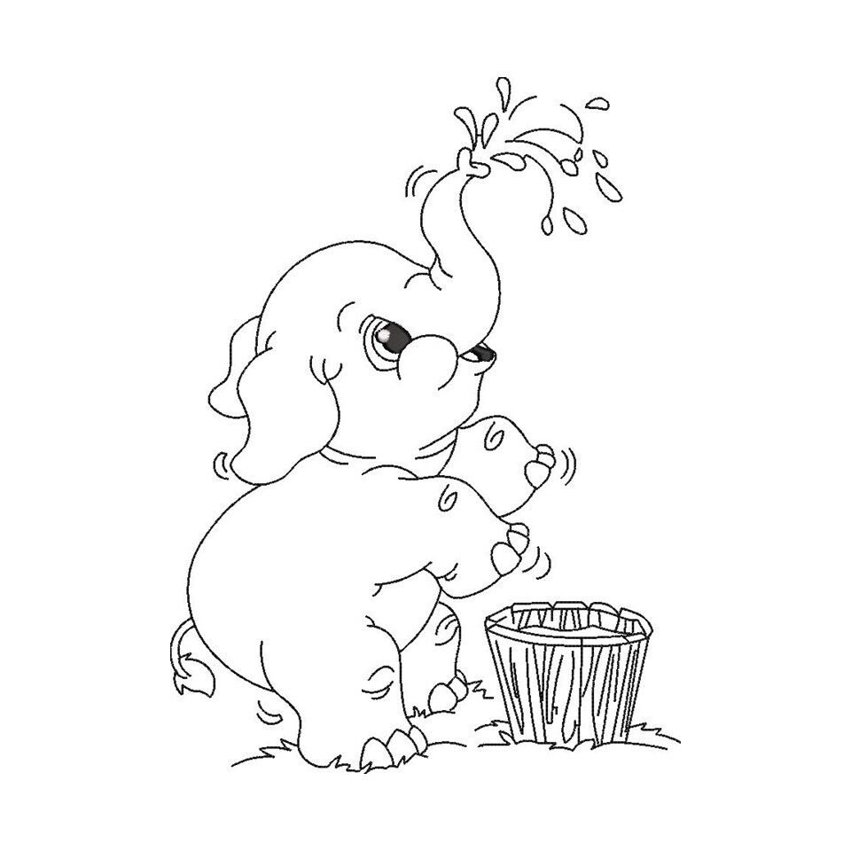 Elephant Redwork Design - Image 2