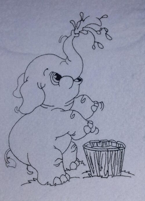 Elephant Redwork Design