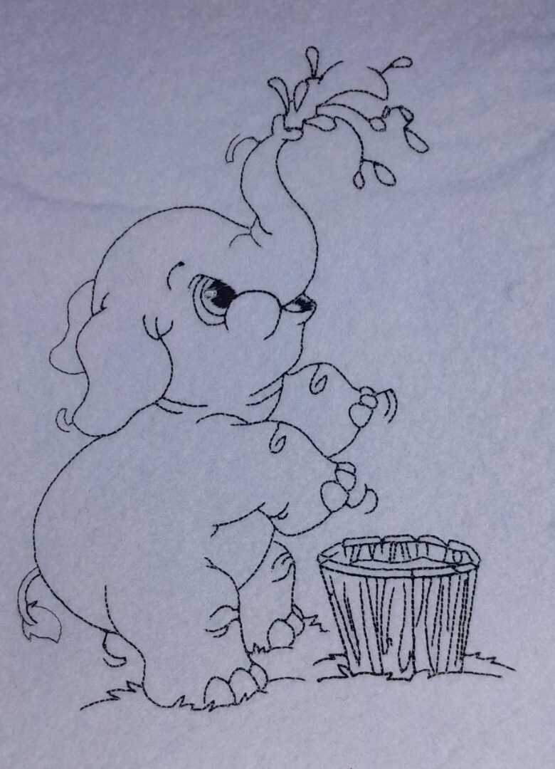 Elephant Redwork Design