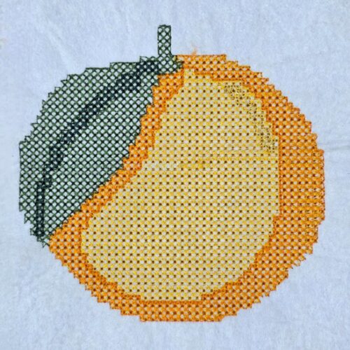 orange-with-leaf-pixel-art