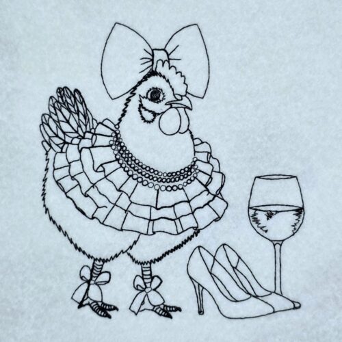 stylish-hen-with-wine-glass-line-art
