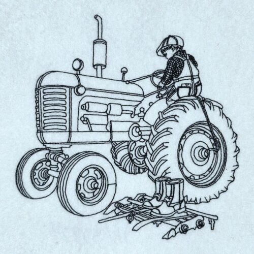vintage-tractor-gentleman-line-art
