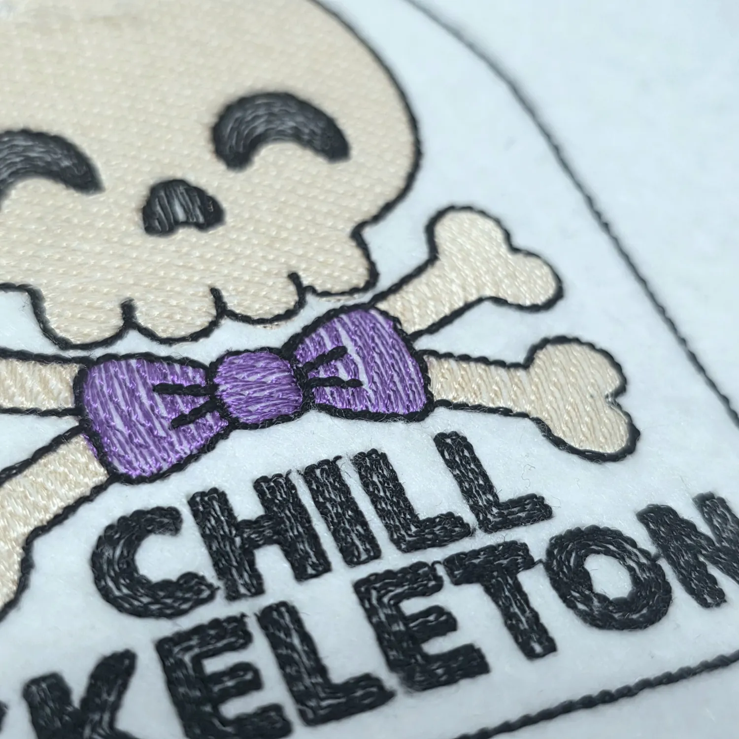 Chill Skeleton With Bow Tie embroidery design