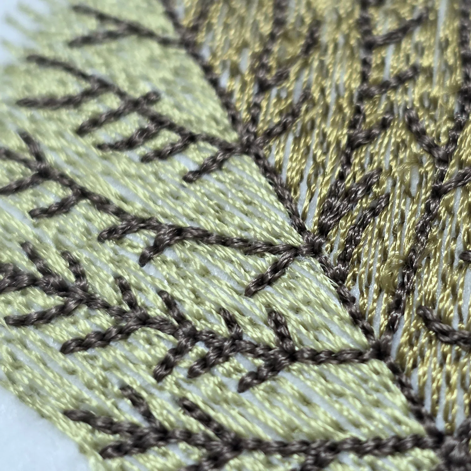 Green And Brown Textured Leaf embroidery design