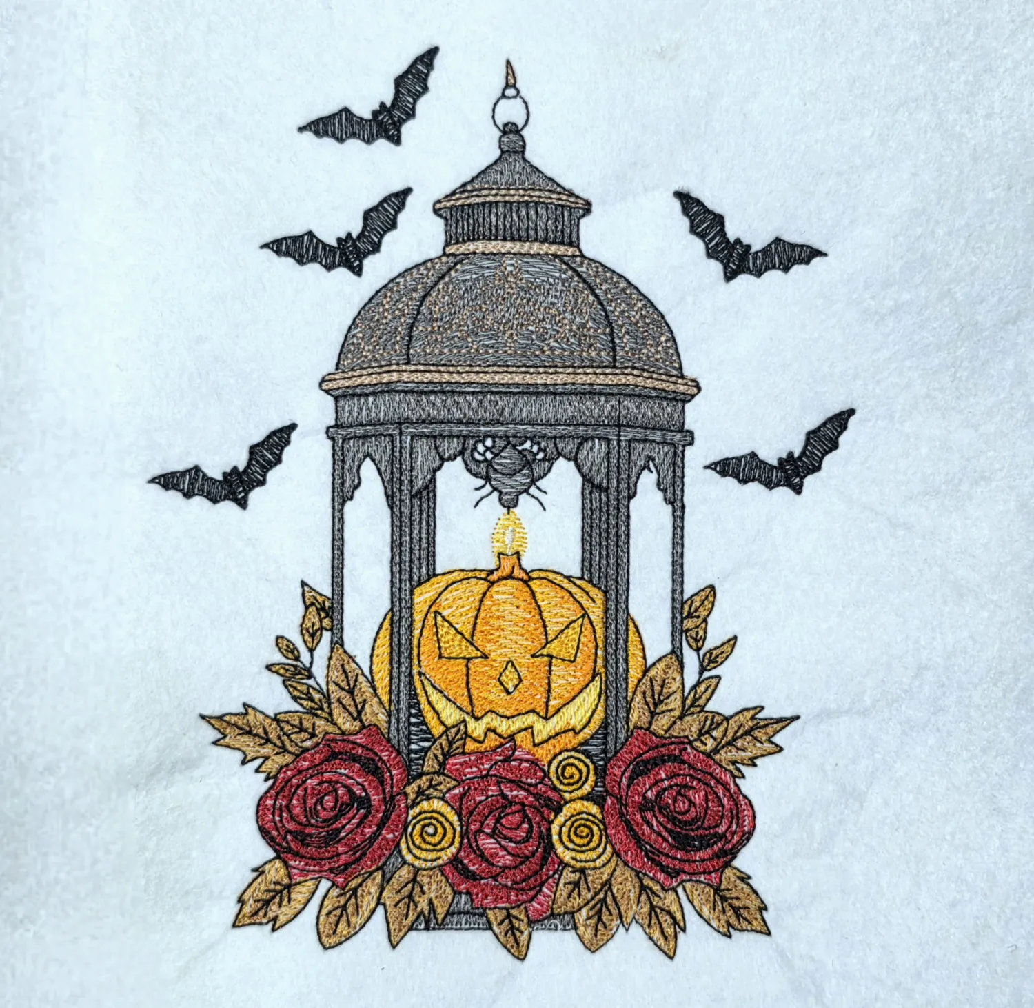 Pumpkin In Lantern With Roses