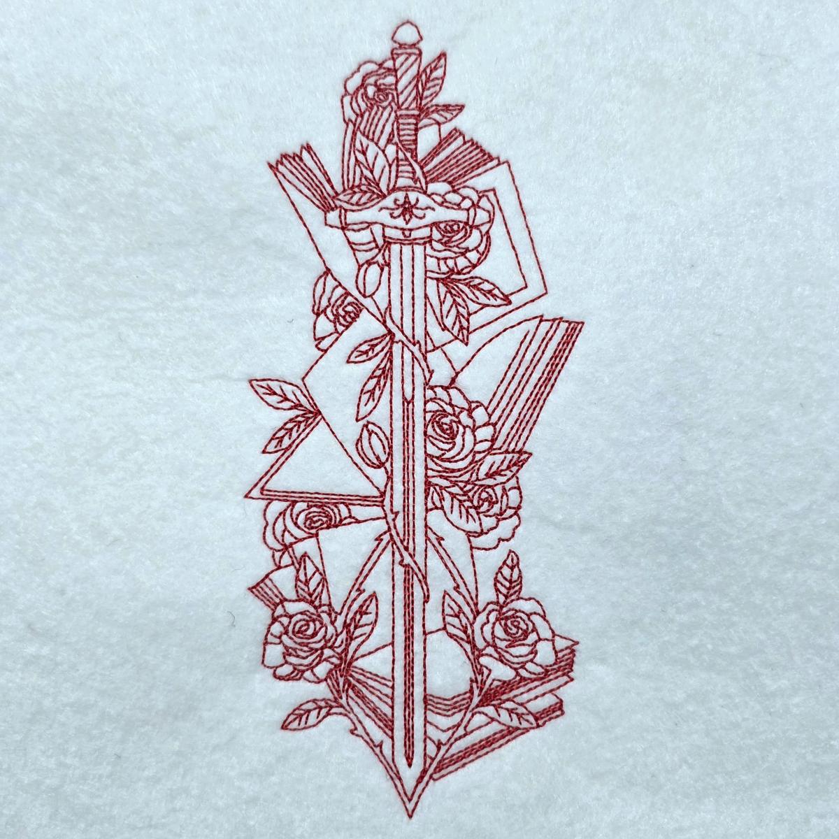 sword-books-and-roses-gothic-line-art