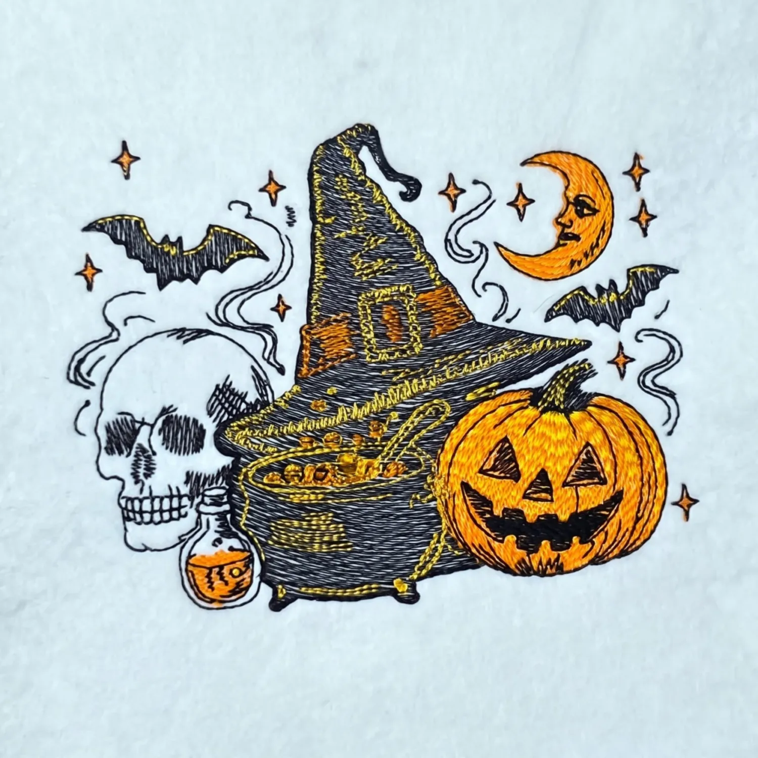 Witch Cauldron And Pumpkin