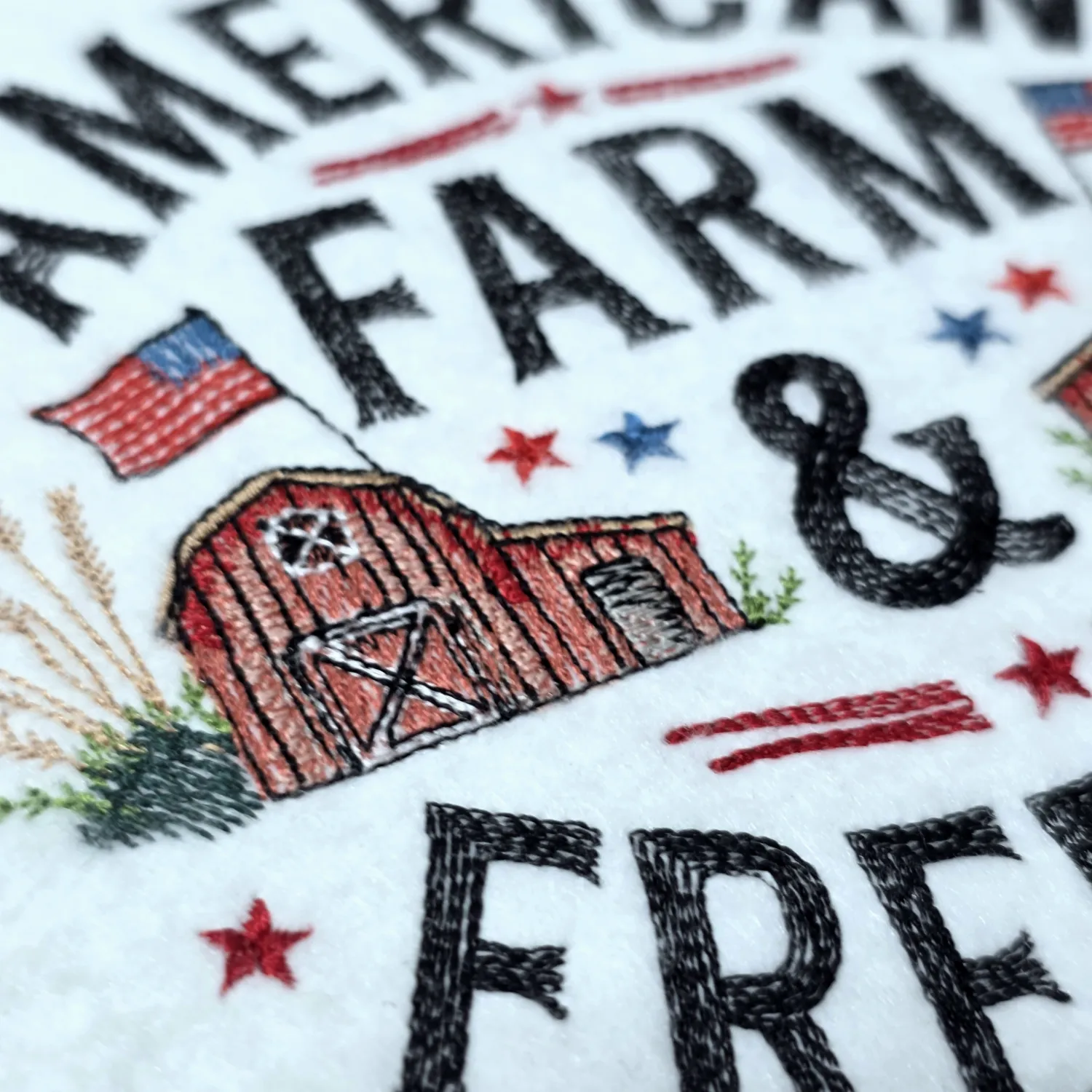 Patriotic Farm Quote embroidery design